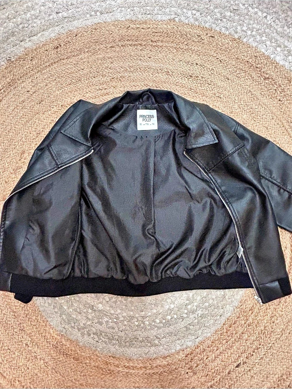Princess Polly Goldsmith Black Faux Leather Bomber Jacket PPE082201 Medium - Picture 3 of 10